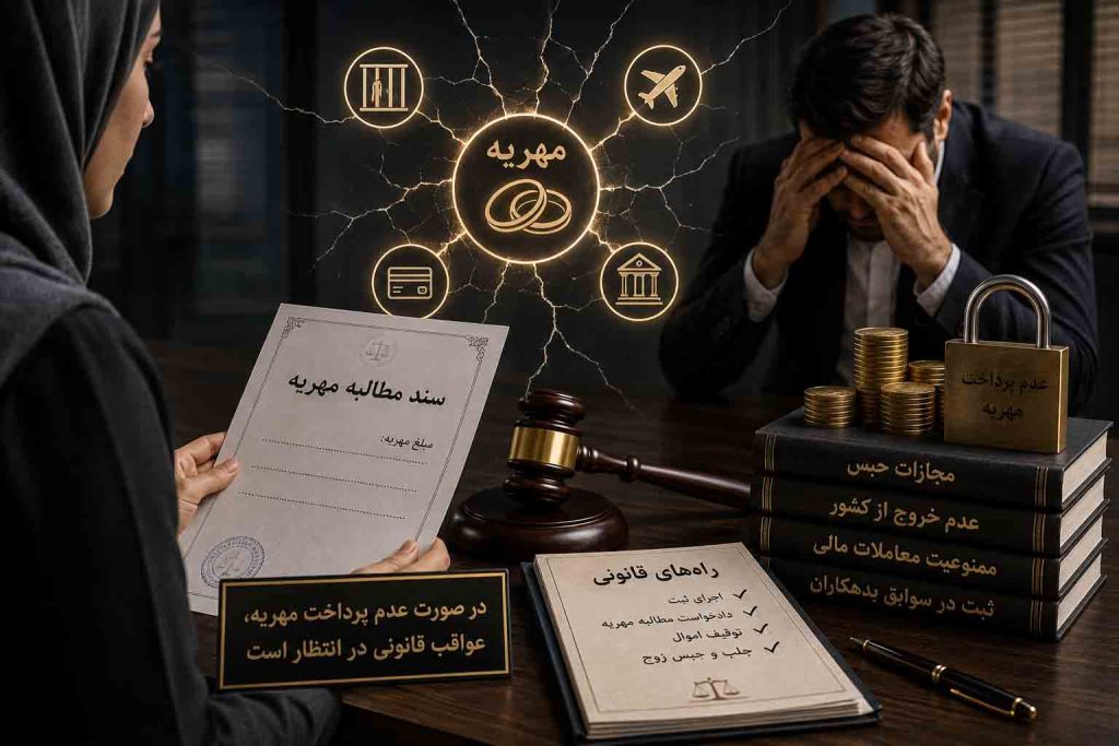 اگر شوهر مهریه را ندهد چه می‌شود؟ عواقب و راهکار قانونی