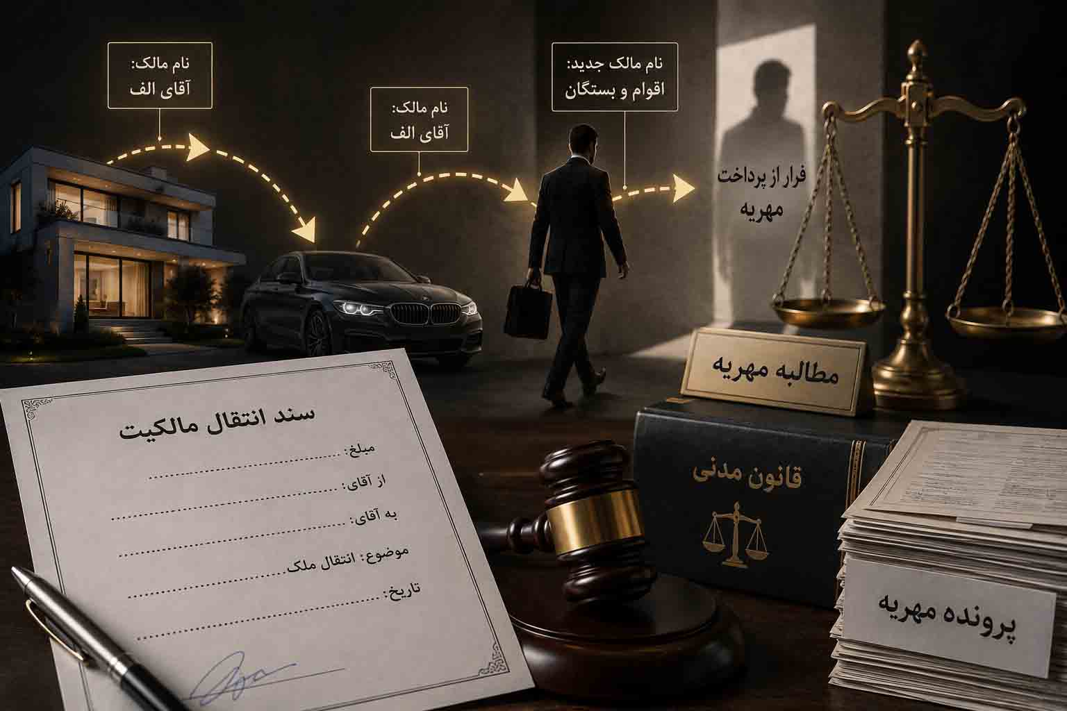 انتقال اموال شوهر برای فرار از پرداخت مهریه